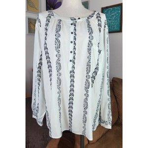 Hydraulic Womens Scroll Print 1/2 Button Top NWT Size 3X
